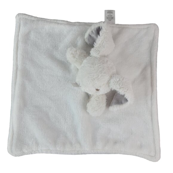 Nuby Rabbit Lovey Plush White Gray Blue 12" Square Long Eared Easter Bunny - Picture 6 of 11